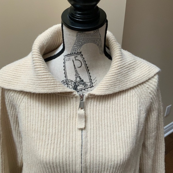 AMAZON Brand Zip Up Sweater Jacket Knit Sweater Lapel Cropped Cardigan SZ XL - Picture 9 of 15